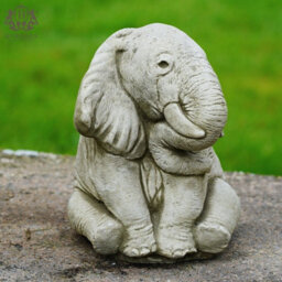 Burgess Elephant Stone Statue Outdoor British Made Garden Ornament Set 2 - thumbnail 4