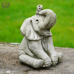 Burgess Elephant Stone Statue Outdoor British Made Garden Ornament Set 2 - thumbnail 3