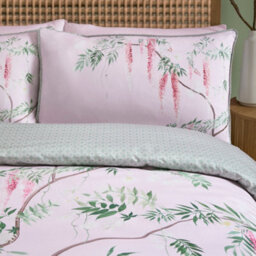 Soirée Enya 100% Cotton Floral Print Pink Duvet Cover Set - thumbnail 2