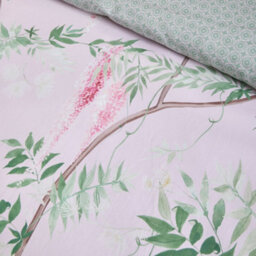 Soirée Enya 100% Cotton Floral Print Pink Duvet Cover Set - thumbnail 3