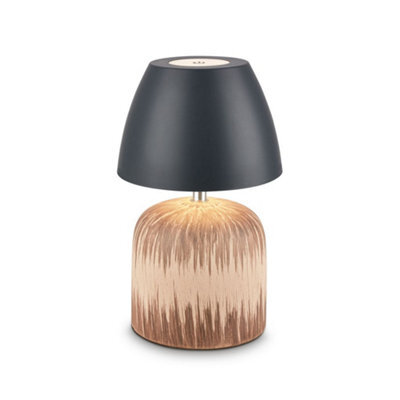 Briloner Led Table Lamp Rechargeable Bedside Light Dimmable Cordless Warm White Ceramic Wood Anthracite - image 1