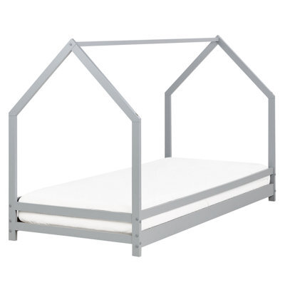 Beliani Kids Bed House Pine Wood Appy 90 X 200 Cm (Eu Single) Grey - image 1