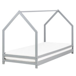 Beliani Kids Bed House Pine Wood Appy 90 X 200 Cm (Eu Single) Grey - thumbnail 1