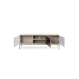 Arte  Sento Cashmere & Gold Tv Cabinet - 154Cm Wide Unit With Led Lighting & Three Doors - thumbnail 3