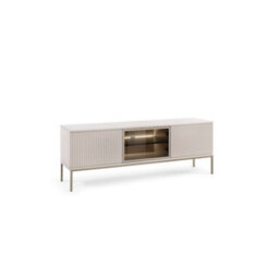 Arte  Sento Cashmere & Gold Tv Cabinet - 154Cm Wide Unit With Led Lighting & Three Doors - thumbnail 1