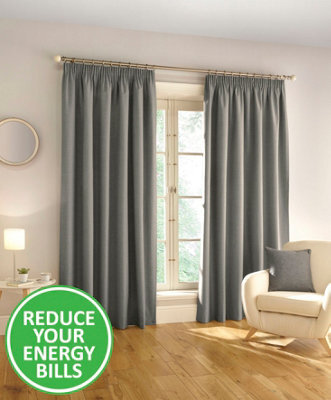 Enhanced Living 100% Blackout Thermal Grey Linen Look Tape Top Curtains   Pair 66 X 90 Inch (168X229Cm) - image 1