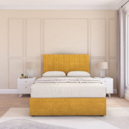 "Sloomy 3Ft Kansas Divan Bed Base Mustard Plush ,no Drawers & 26"" Struts Headboard - Single" - thumbnail 2