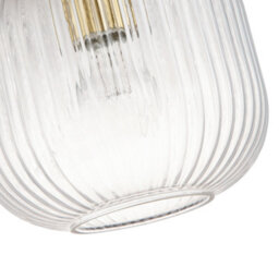 Happy Homewares Contemporary Satin Gold Ceiling Light With Clear Ribbed Glass Shade - thumbnail 5