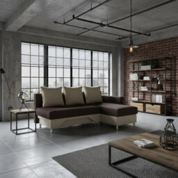 Tom M Corner Sofa Bed With Sleeping Function Chipboard Frame Hr Foam Bonell Springs Storage Brown And Beige Right