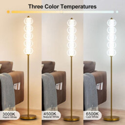 Harper Living Led Floor Lamp Gold, 20W 2400Lm Bright Standing Lamp With Foot Switch, 3 Colour Temps, Modern Corner Lamp - thumbnail 3