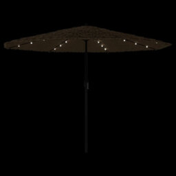 Berkfield Garden Parasol With Leds And Steel Pole Brown 388X388X248 Cm - thumbnail 8