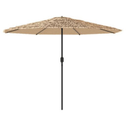 Berkfield Garden Parasol With Leds And Steel Pole Brown 388X388X248 Cm - thumbnail 6