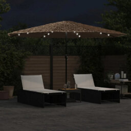 Berkfield Garden Parasol With Leds And Steel Pole Brown 388X388X248 Cm - thumbnail 3