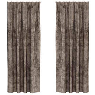 Berkfield Classic Curtain With Curtains 2 Pcs Cappuccino 260 X 140 Cm Velvet - image 1