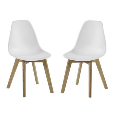 Oakham Alderley Premium White Plastic Dining Chairs With Wooden Legs - Set Of 2 - image 1