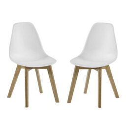 Oakham Alderley Premium White Plastic Dining Chairs With Wooden Legs - Set Of 2 - thumbnail 1