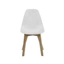 Oakham Alderley Premium White Plastic Dining Chairs With Wooden Legs - Set Of 2 - thumbnail 3