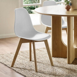Oakham Alderley Premium White Plastic Dining Chairs With Wooden Legs - Set Of 2 - thumbnail 4