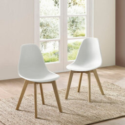 Oakham Alderley Premium White Plastic Dining Chairs With Wooden Legs - Set Of 2 - thumbnail 5