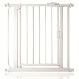 Safetots Pressure Fit Self Closing Stair Gate, Narrow, 68.5Cm - 75Cm, White, Auto Closing Baby Gate, Safety Barrier - thumbnail 1