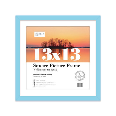 "13X13"" Light Blue Picture Frame - 13X13"" Square Frame With 12X12"" Mount For 13X13""/12X12"" Pictures Moderrn Style Thin Edge, 1 Pack" - image 1
