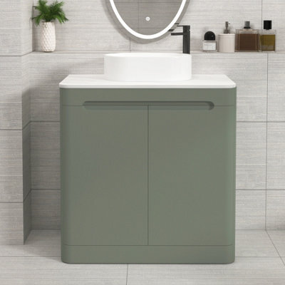 Royal Bathrooms Venice 800mm Sage Green Freestanding Bathroom Countertop Vanity Unit 2 Door With Peak Basin - image 1