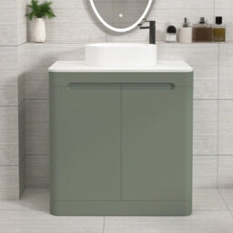 Royal Bathrooms Venice 800mm Sage Green Freestanding Bathroom Countertop Vanity Unit 2 Door With Peak Basin - thumbnail 1