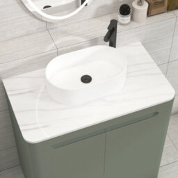 Royal Bathrooms Venice 800mm Sage Green Freestanding Bathroom Countertop Vanity Unit 2 Door With Peak Basin - thumbnail 6