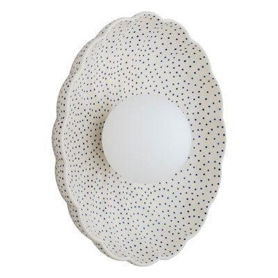 Luminosa Lighting Luminosa Boll Handmade Shell 28Cm Wall Lamp Cream, Deep Cobalt Blue Dots G9, Ip44 - image 1
