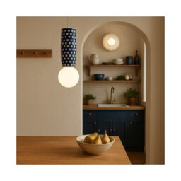 Luminosa Lighting Luminosa Boll Handmade Shell 28Cm Wall Lamp Cream, Deep Cobalt Blue Dots G9, Ip44 - thumbnail 6