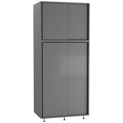 Urbn-Living Urbnliving 180Cm Height 4 Sliding Doors Grey Wardrobe Bedroom Storage Closet Hanging Rail Cupboard Unit - image 1