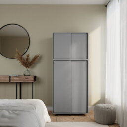 Urbn-Living Urbnliving 180Cm Height 4 Sliding Doors Grey Wardrobe Bedroom Storage Closet Hanging Rail Cupboard Unit - thumbnail 6