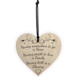 Red Ocean Home Family Blessing Wooden Hanging Heart Plaque - thumbnail 5
