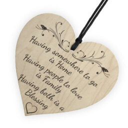Red Ocean Home Family Blessing Wooden Hanging Heart Plaque - thumbnail 6