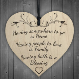Red Ocean Home Family Blessing Wooden Hanging Heart Plaque - thumbnail 1