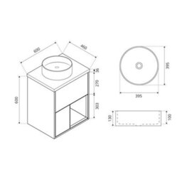 Homestylestore Light Oak 600mm Wall Hung Bathroom Vanity Unit With Round Countertop Basin - thumbnail 3