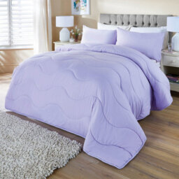 Casa Bonita Coverless Duvet With Built-In Super-Soft Peach Skin Cover - Easy Care Hollowfibre Filling - Duvet Only - King - Lilac