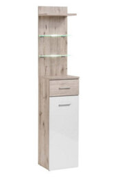 Arte Gustavo I Hallway Set In Oak Wellington & White Gloss - Complete Led-Lit Entryway Station With Cabinet, Bench & Hanger - thumbnail 2