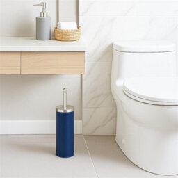Blue Toilet Brush Set Stainless Steel Matt Holder Inner Drip Cup Dense Bristles - thumbnail 5