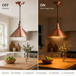 Ledsone Single Head Ceiling Pendant Light Copper 22 Cm Metal Shade E27 - thumbnail 7