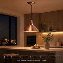 Ledsone Single Head Ceiling Pendant Light Copper 22 Cm Metal Shade E27 - thumbnail 5