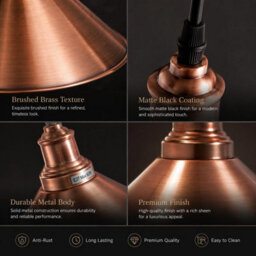 Ledsone Single Head Ceiling Pendant Light Copper 22 Cm Metal Shade E27 - thumbnail 3