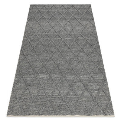 RugsX Wool Carpet Tahar 99001K Anthracite - Hand-Woven Loop, Rhombus, Boho  200X290 Cm - image 1