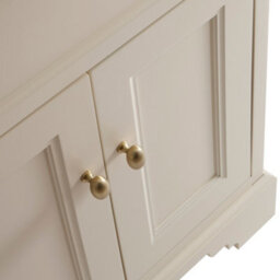 Homestylestore Antique White And Oak 645mm Bathroom Vanity Unit And Brushed Brass Classic Round Handles - thumbnail 5