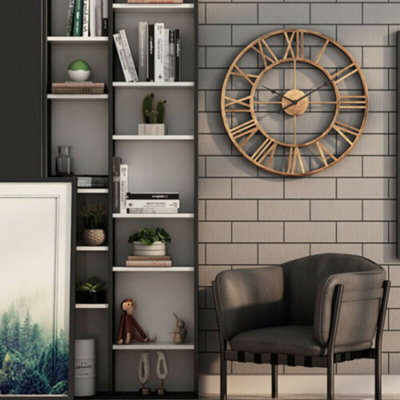 Bronze Metal Wall Clocks Round Silent Roman Numeral Clocks For Living Room Bedroom 60 Cm - image 1