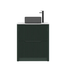 Royal Bathrooms Avenza 600mm Deep Moss Green Floor Standing Countertop Bathroom Vanity Unit 2 Drawer With Art Square Basin - thumbnail 6