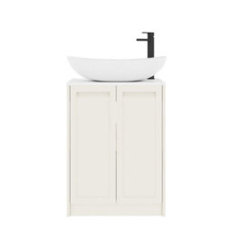 Royal Bathrooms Royal Bathroom Elmore 600mm Classic White Freestanding Bathroom Vanity Unit 2 Door Plain White Worktop With Cesar Basin - thumbnail 7