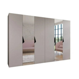 Arte Sandi Ii Hinged Door Wardrobe 300Cm - Cashmere Six-Door Wardrobe With Mirrored Panels, Rails, And Shelves - thumbnail 2
