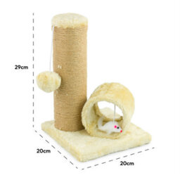Kct Kitten Scratching Post And Tunnel For Indoor Cat Scratch Beige Scratcher Pole Small Natural Durable Sisal Tree Freestanding - thumbnail 5