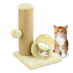 Kct Kitten Scratching Post And Tunnel For Indoor Cat Scratch Beige Scratcher Pole Small Natural Durable Sisal Tree Freestanding - thumbnail 1